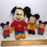 Lot of Vintage Mickey Mouse Plush & Plastic Dolls