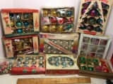 Large Lot of Vintage Glass Christmas Ornaments in Original Boxes