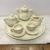 Pretty Tiny Tea Set with Embossed Floral Design