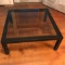 Large Black Metal Center Table with Tinted Glass Center