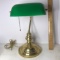 Vintage Brass Finish Desk Lamp with Green Glass Shade