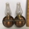 Pair of Vintage Copper Oil Lamp Wall Hangings with Finger Rings