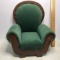 Wooden Doll’s Chair with Green Upholstery & Brass Brad Design