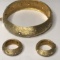 Vintage Kramer Gold Tone Hinged Bracelet & Matching Earrings