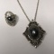 Sarah Coventry Silver Tone Pendant on Chain with Matching Ring