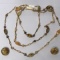 Vintage Signed “Austria” Natural Stone Long Necklace with Matching Clip On Earrings