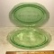 Pair of Vintage Vaseline/Uranium Glass Oval Platters