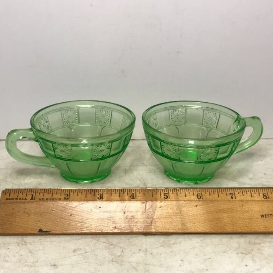 Pair of Vintage Vaseline/Uranium Glass Tea Cups