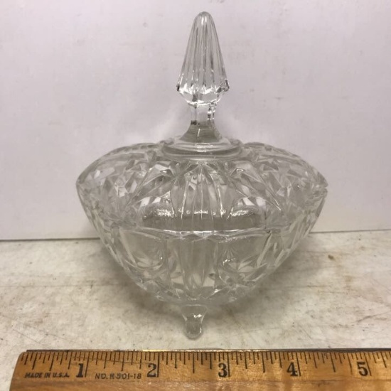 Vintage Lidded & Footed Cut Glass Candy Dish
