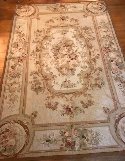 Impressive Hand Made Floral 6’ x 9’ Needlepoint Rug/Wall Hanging