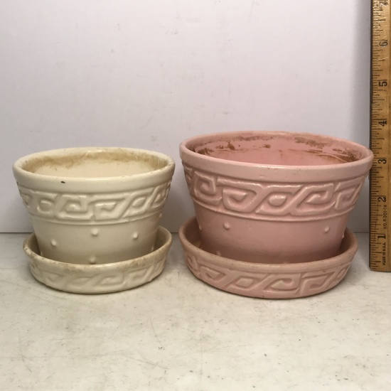 Pair of Vintage Signed “McCoy” Pottery Planters