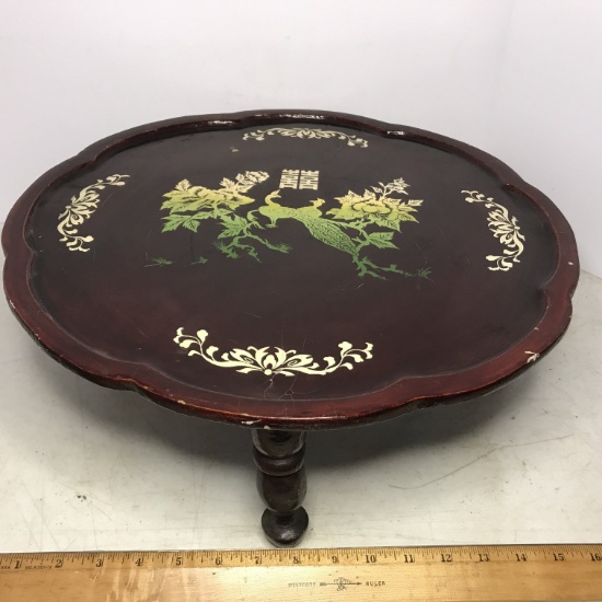 Vintage Wooden Oriental Round Footed Short Table