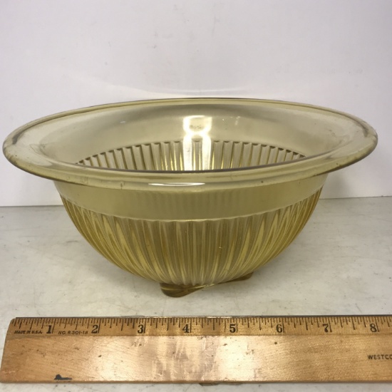 Vintage Yellow Glass Footed Mixing Bowl