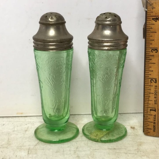 Vintage Vaseline/Uranium Glass Salt & Pepper Shakers