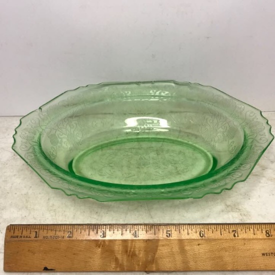 Vintage Vaseline/Uranium Glass Oval Serving Bowl