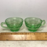 Pair of Vintage Vaseline/Uranium Glass Tea Cups