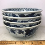 Set of 4 Porcelain Bowls with Grape Design - Made in Japan