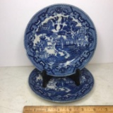 Pair of Vintage 7-1/4” Plates with Blue Willow Design - Made in Japan