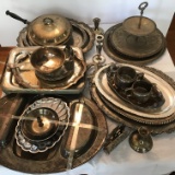 Large Lot of Vintage Silver Plated Serving Pieces