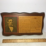 Wooden Vintage Abraham Lincoln’s Gettysburg Address Wall Hanging