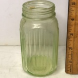 Vintage Ribbed Vaseline/Uranium Glass Jar