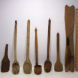 Lot of Primitive Wooden Kitchen Utensils