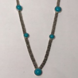 Silver Tone Sarah Coventry Necklace with Turquoise Colored Stones