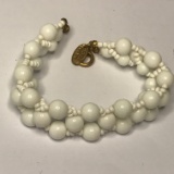 Miriam Haskell Vintage White Beaded Bracelet