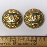 Vintage Clip On Channel Gold Tone Earrings