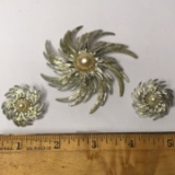 Vintage Sarah Coventry Brooch with Matching Clip-on Earrings