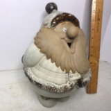 Adorable Pottery Fat Santa Claus Figurine with Box