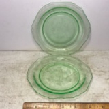 Pair of Vintage Vaseline/Uranium Glass Bread Plates