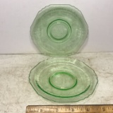 Pair of Vintage Vaseline/Uranium Glass Saucers