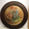 Vintage Floral Oil Painting on Wood with Ornate Frame