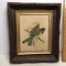 Vintage Bird Print in Heavy Wooden Frame