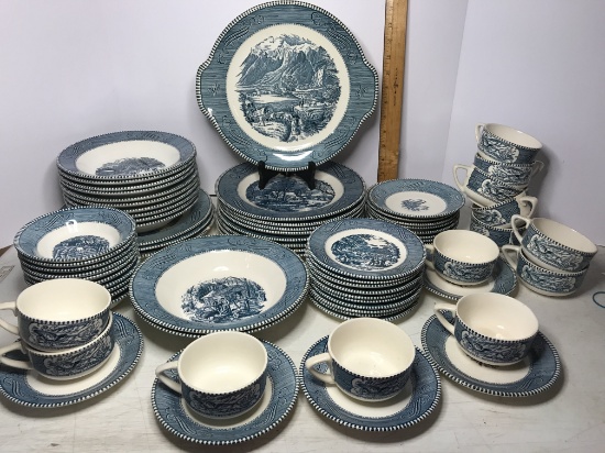 70 Pc Vintage Currier & Ives Dinnerware Lot