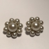 Pair of Vintage Faux Pearl Clip-on Earrings - Made in Japan