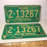 Pair of 1974 Montana License Plates for Front & Back