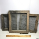 Lot of 3 Primitive Screen Sifters with Wooden Frames