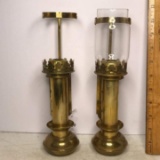 Pair of Vintage Brass Wall Sconces with One Globe