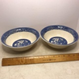 Pair of Vintage Homer Laughlin Serving Bowls with Blue Willow Design