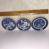 Lot of 3 Vintage Blue Willow Style Saucers