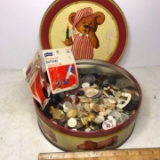 Vintage Tin with Misc Vintage Buttons