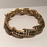 Gold Tone Trifari Vintage Bracelet with Green Stones