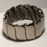 Silver Tone Vintage Chunky Stretch Bracelet