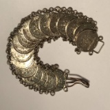 Trinidad Tobago Silver Tone Coin Bracelet