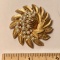 Beautiful Signed Trifari Gold Tone Brooch with Tiny Clear Stones & Faux Pearls