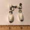 Vintage Japan White Glass & Rhinestone Screw-Back Earrings