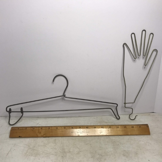 Vintage Metal Hanger & Glove Hanger