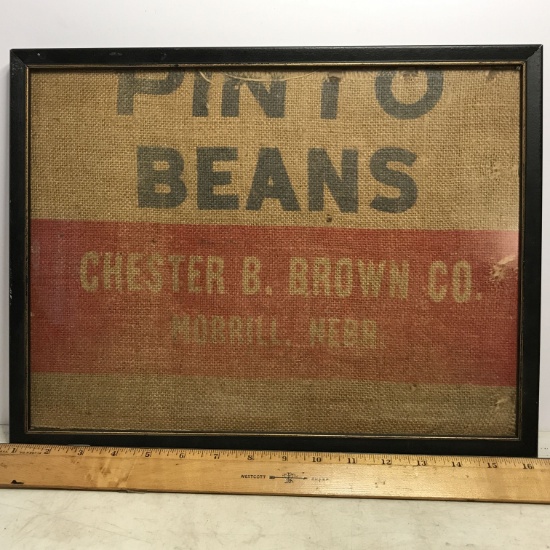 Framed Vintage “Pinto Beans” Burlap Sack